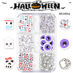 Halloween Polymer Slices - 6 Grids Multiple Shape 3D Nail Art Charms Supplies for Nails DIY Decorations