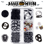 Halloween Polymer Slices - 6 Grids Multiple Shape 3D Nail Art Charms Supplies for Nails DIY Decorations