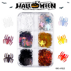 Halloween Sequins - 6 Grids Ultra-Thin Zero-Lift Engineering Multiple Shape Round Square Diamond Triangle Nail Art Glitter Supplies for Nails DIY Decorations