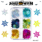 Halloween Sequins - 6 Grids Ultra-Thin Zero-Lift Engineering Multiple Shape Round Square Diamond Triangle Nail Art Glitter Supplies for Nails DIY Decorations