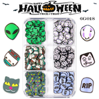 Halloween Polymer Slices - 6 Grids Multiple Shape 3D Nail Art Charms Supplies for Nails DIY Decorations