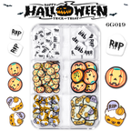 Halloween Polymer Slices - 6 Grids Multiple Shape 3D Nail Art Charms Supplies for Nails DIY Decorations