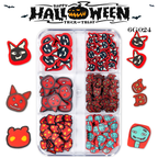 Halloween Polymer Slices - 6 Grids Multiple Shape 3D Nail Art Charms Supplies for Nails DIY Decorations