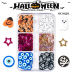 Halloween Polymer Slices - 6 Grids Multiple Shape 3D Nail Art Charms Supplies for Nails DIY Decorations
