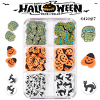 Halloween Polymer Slices - 6 Grids Multiple Shape 3D Nail Art Charms Supplies for Nails DIY Decorations