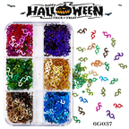 Halloween Chunky Sequins - 6 Grids Nail Art Glitter Supplies for Nails DIY Decorations