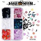 Halloween Chunky Sequins - 6 Grids Nail Art Glitter Supplies for Nails DIY Decorations