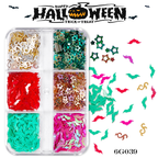 Halloween Chunky Sequins - 6 Grids Nail Art Glitter Supplies for Nails DIY Decorations