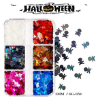 Halloween Sequins - 6 Grids Ultra-Thin Zero-Lift Engineering Multiple Shape Round Square Diamond Triangle Nail Art Glitter Supplies for Nails DIY Decorations