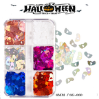 Halloween Sequins - 6 Grids Ultra-Thin Zero-Lift Engineering Multiple Shape Round Square Diamond Triangle Nail Art Glitter Supplies for Nails DIY Decorations