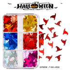 Halloween Sequins - 6 Grids Ultra-Thin Zero-Lift Engineering Multiple Shape Round Square Diamond Triangle Nail Art Glitter Supplies for Nails DIY Decorations