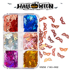 Halloween Sequins - 6 Grids Ultra-Thin Zero-Lift Engineering Multiple Shape Round Square Diamond Triangle Nail Art Glitter Supplies for Nails DIY Decorations