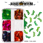 Halloween Sequins - 6 Grids Ultra-Thin Zero-Lift Engineering Multiple Shape Round Square Diamond Triangle Nail Art Glitter Supplies for Nails DIY Decorations