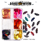 Halloween Sequins - 6 Grids Ultra-Thin Zero-Lift Engineering Multiple Shape Round Square Diamond Triangle Nail Art Glitter Supplies for Nails DIY Decorations