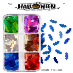Halloween Sequins - 6 Grids Ultra-Thin Zero-Lift Engineering Multiple Shape Round Square Diamond Triangle Nail Art Glitter Supplies for Nails DIY Decorations