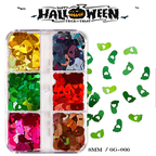 Halloween Sequins - 6 Grids Ultra-Thin Zero-Lift Engineering Multiple Shape Round Square Diamond Triangle Nail Art Glitter Supplies for Nails DIY Decorations
