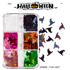 Halloween Sequins - 6 Grids Ultra-Thin Zero-Lift Engineering Multiple Shape Round Square Diamond Triangle Nail Art Glitter Supplies for Nails DIY Decorations