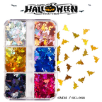 Halloween Sequins - 6 Grids Ultra-Thin Zero-Lift Engineering Multiple Shape Round Square Diamond Triangle Nail Art Glitter Supplies for Nails DIY Decorations