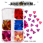 Halloween Sequins - 6 Grids Ultra-Thin Zero-Lift Engineering Multiple Shape Round Square Diamond Triangle Nail Art Glitter Supplies for Nails DIY Decorations