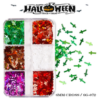 Halloween Sequins - 6 Grids Ultra-Thin Zero-Lift Engineering Multiple Shape Round Square Diamond Triangle Nail Art Glitter Supplies for Nails DIY Decorations