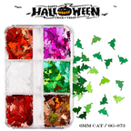 Halloween Sequins - 6 Grids Ultra-Thin Zero-Lift Engineering Multiple Shape Round Square Diamond Triangle Nail Art Glitter Supplies for Nails DIY Decorations