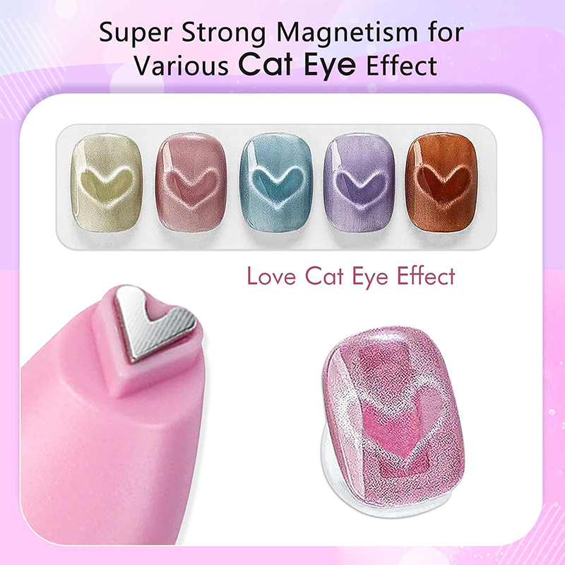Nail Magnet for Beginner Professional - 3 in 1 Heart Multifunctional Cat Eye Magnet Tool for Nail Art