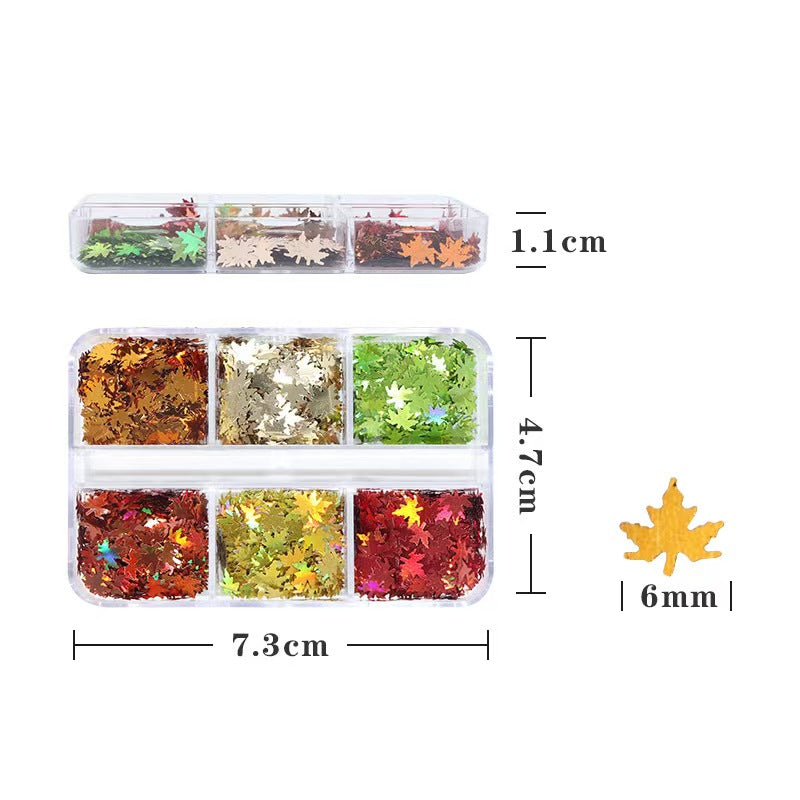 Maple Leaf Sequins - Thin 6 Colors 3D Holographic Colorful Nail Art Glitter Supplies for Nails DIY Decorations