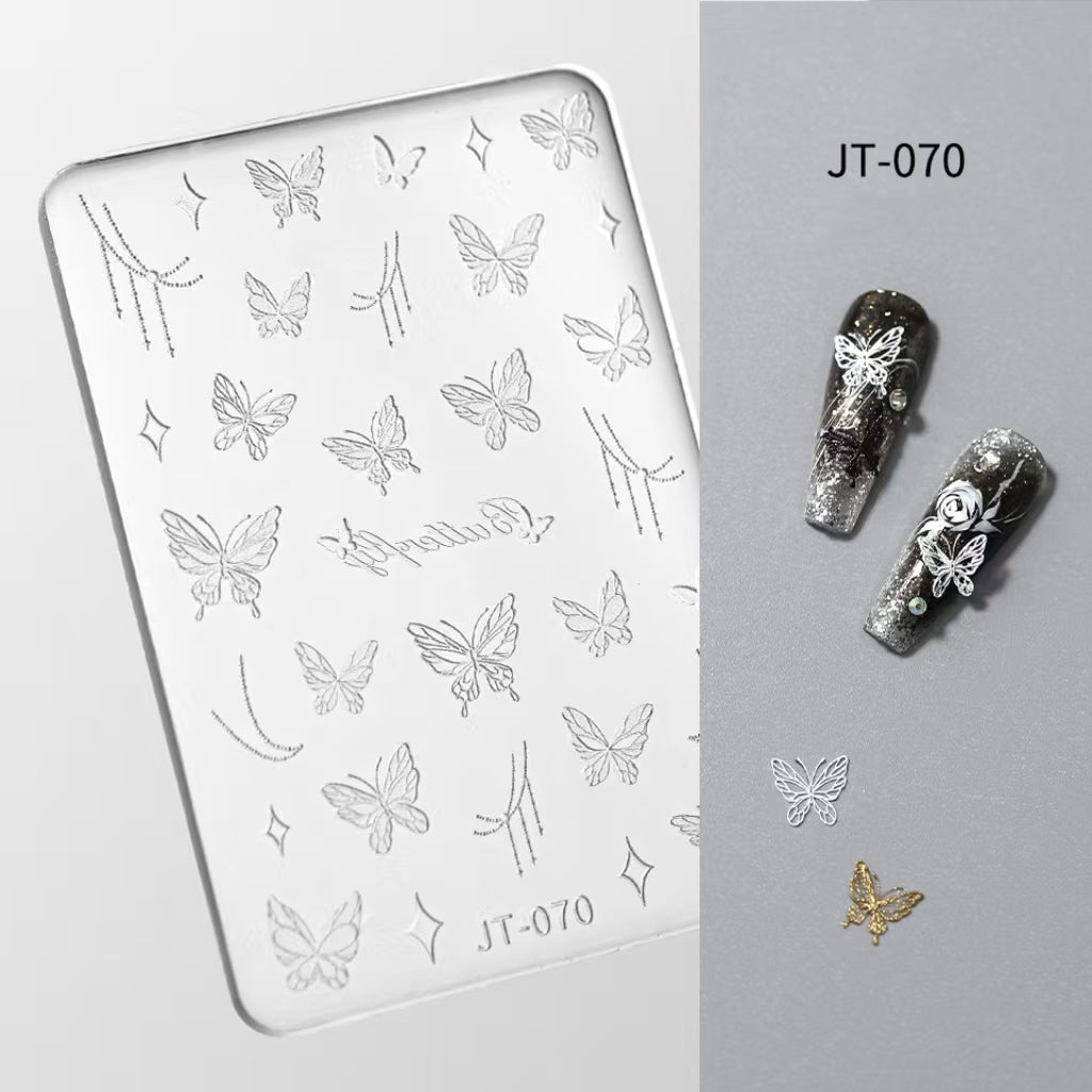 Butterfly Silicone Mold -Shallow Groove for 3D Effect Embossed Stickers, Nail Art Decoration Carving Templates for DIY Precise Pattern