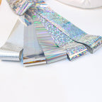 Holographic Foil Transfer -10 Rolls/1 Box Laser Starry Sky Iridescent Star Line Square Dot Nail Art Decals for DIY Decorations Supplies Design