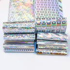 Holographic Foil Transfer -10 Rolls/1 Box Laser Starry Sky Iridescent Star Line Square Dot Nail Art Decals for DIY Decorations Supplies Design