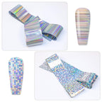 Holographic Foil Transfer -10 Rolls/1 Box Laser Starry Sky Iridescent Star Line Square Dot Nail Art Decals for DIY Decorations Supplies Design