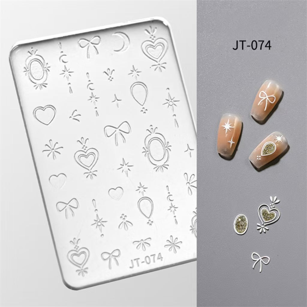 Bow Silicone Mold - Shallow Groove for 3D Effect Embossed Stickers, Nail Art Decoration Carving Templates for DIY Precise Pattern