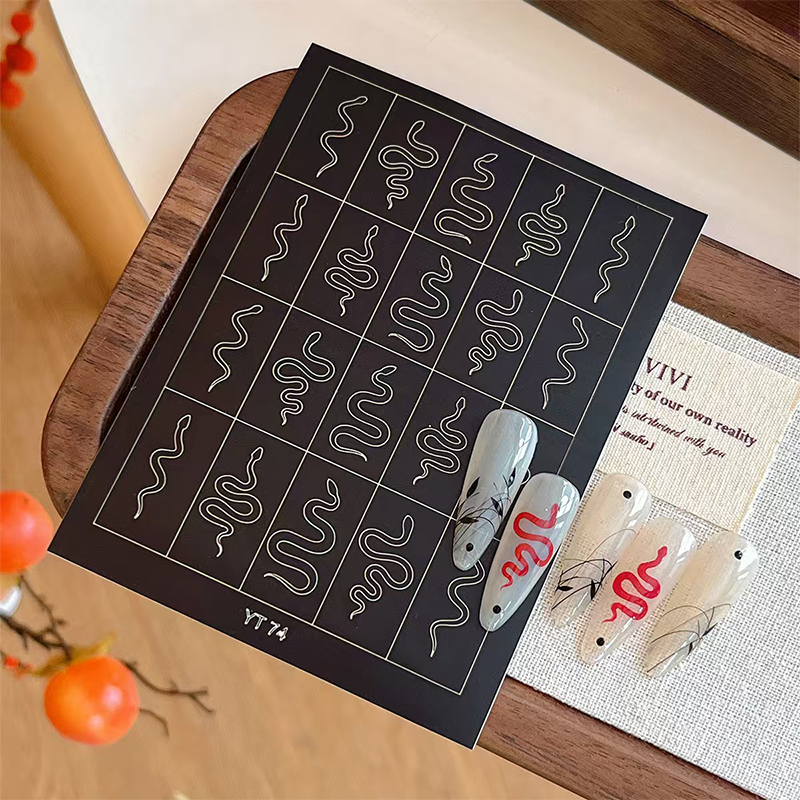 Snake Nail Stencils Stickers for Nail Art Hollow Nail Guides Decals Templates Supplies