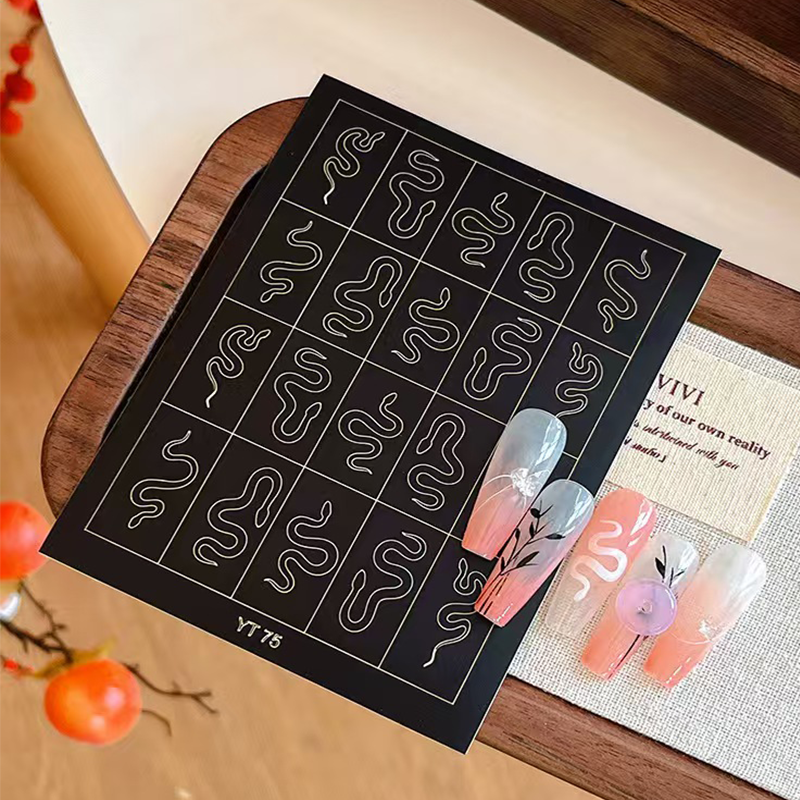 Snake Nail Stencils Stickers for Nail Art Hollow Nail Guides Decals Templates Supplies