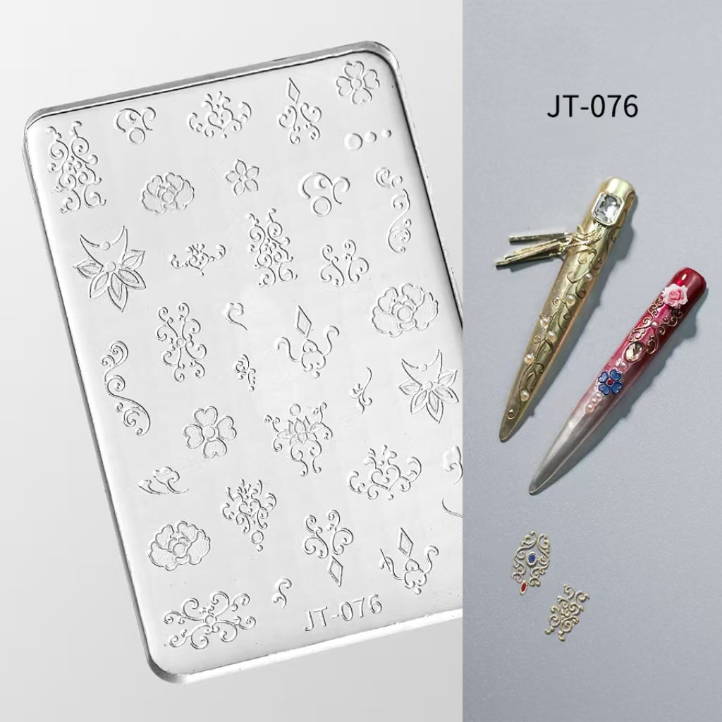 Bohemian Silicone Mold - Shallow Groove for 3D Effect Embossed Stickers, Nail Art Decoration Carving Templates for DIY Precise Pattern