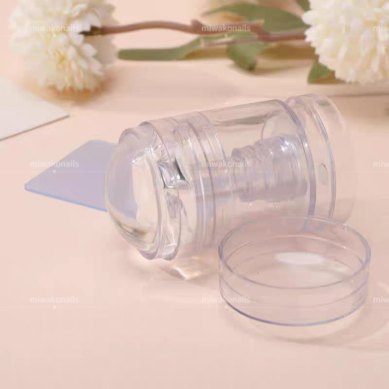 34mm Rotatable Nail Art Stamper, Clear Silicone Stamping Jelly with Scraper, Adjustable Pattern Size for DIY, French Tip