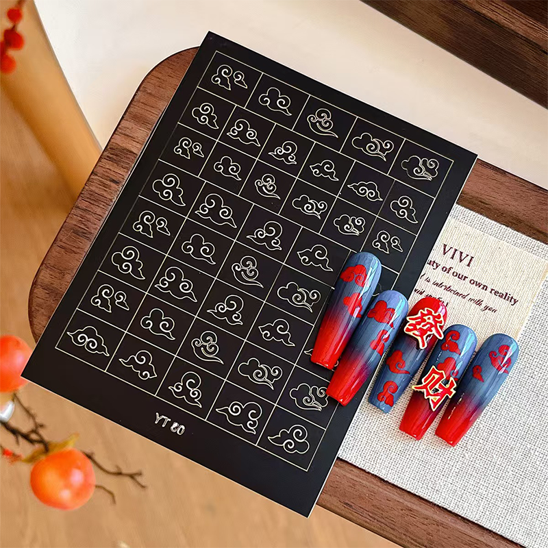 Nail Stencils Stickers for Nail Art Chinese Elements Hollow Nail Guides Decals Templates Supplies