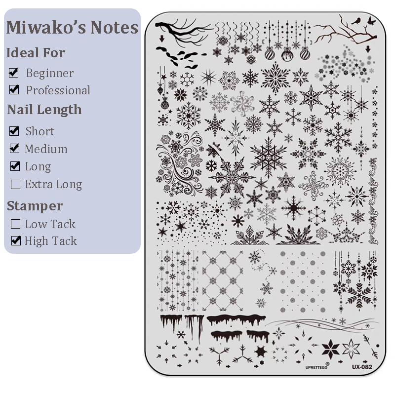 Christmas Stamping Plate - Snowflake Bell Reindeer Tree Nail Art for DIY Manicure Salon Design Supplies Tools