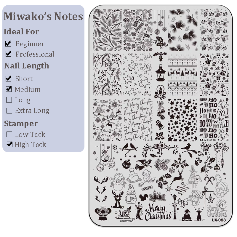 Christmas Stamping Plate - Snowflake Bell Reindeer Tree Nail Art for DIY Manicure Salon Design Supplies Tools