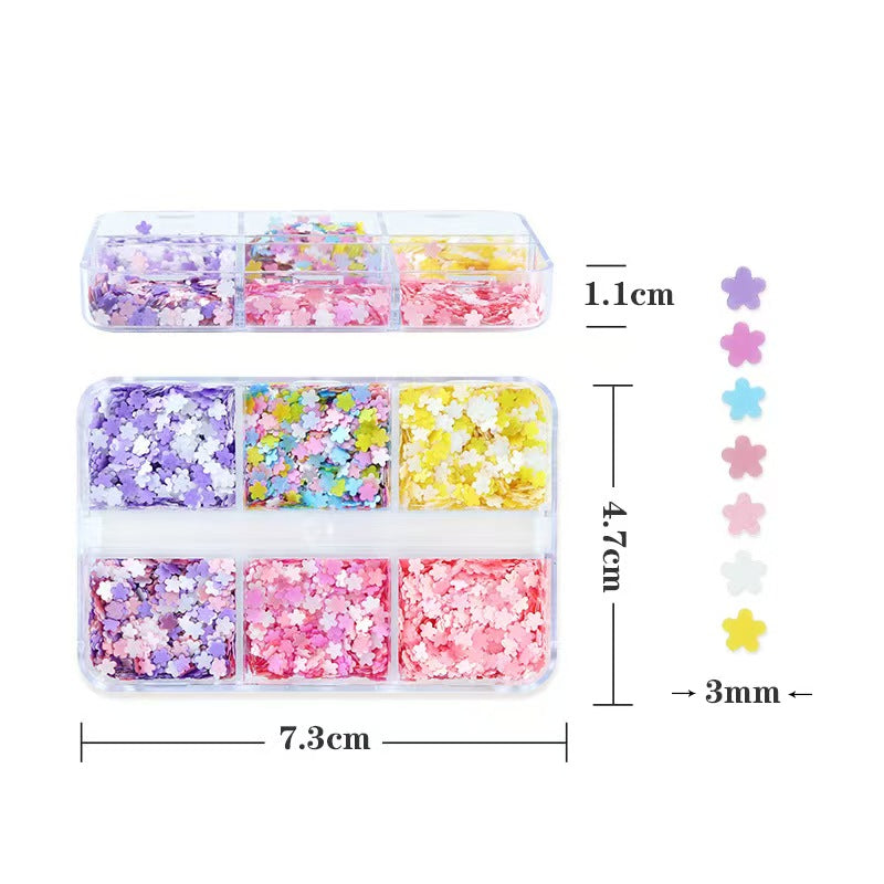 Flower Sequins SFF04 - Thin 6 Colors 3D Holographic Colorful Nail Art Glitter Supplies for Nails DIY Decorations