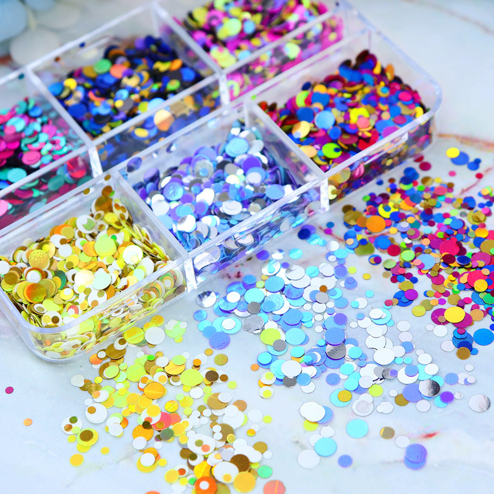Round Sequins - Thin Multiple Colors and Sizes 3D Holographic Colorful Circular Nail Art Glitter Supplies for Nails DIY Decorations