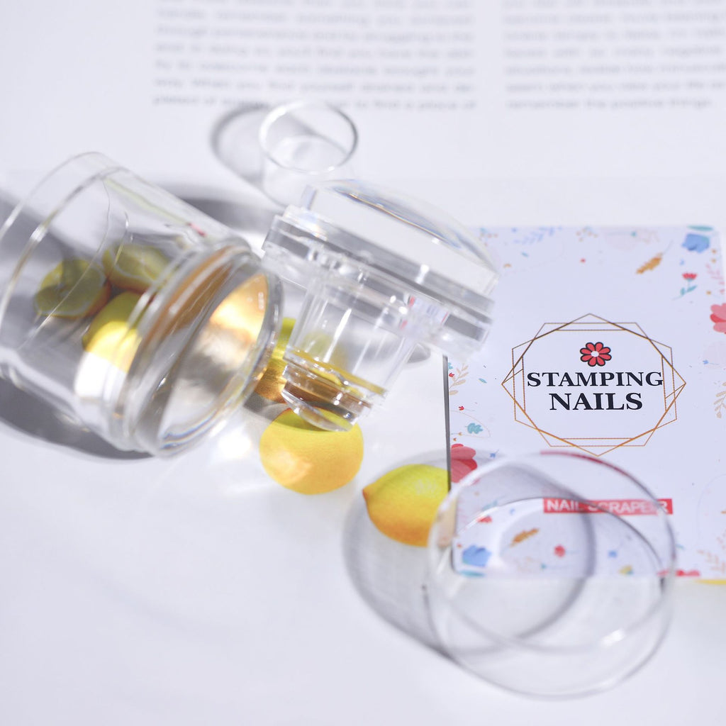 Stamper for Beginner - Low Tack Low Elastic 3-in-1 40mm and 15mm Wider Lager Silicone with Cap, Transparent Visible Body, No Misplacement for Stamping DIY, French Tip