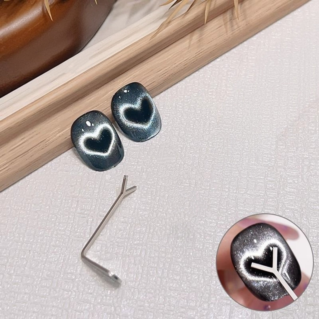 Y-shaped Nail Magnet for Beginner Professional - Heart Pattern Designs Cat Eye Magnet Tool for Nail Art