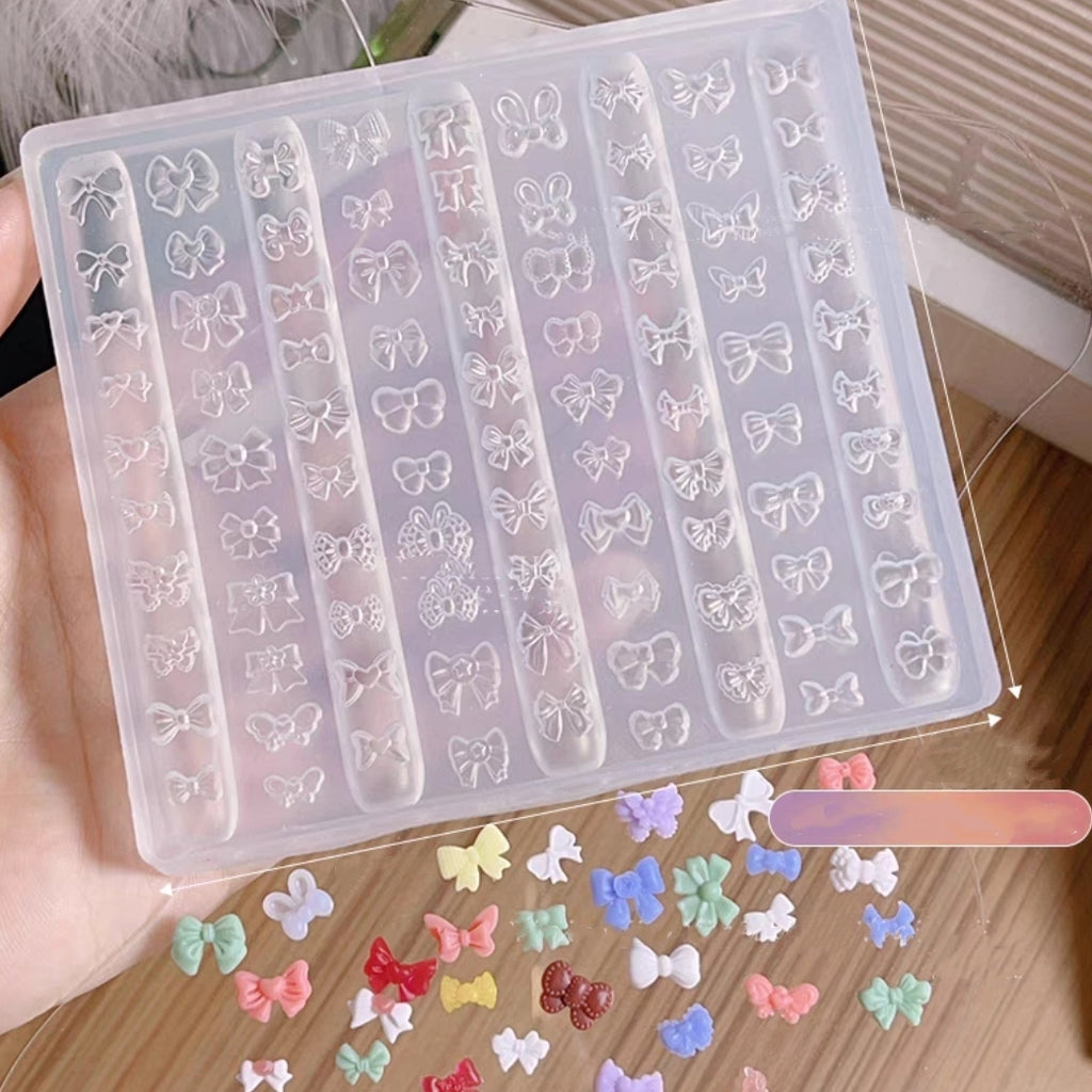 Bow Silicone Mold - Deep Groove for 3D Effect Charms, Nail Art Decoration Carving Templates for DIY Precise Pattern