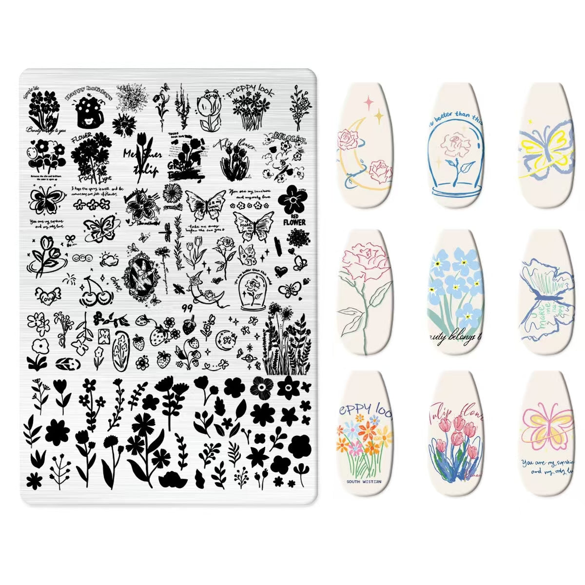 Flowers Theme Nail Art Stamping Plate for DIY Manicure Salon Design Supplies Tools