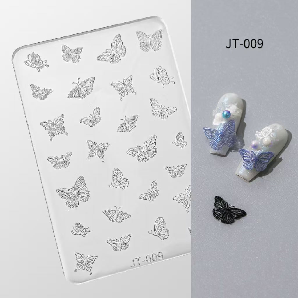 Butterfly Silicone Mold -Shallow Groove for 3D Effect Embossed Stickers, Nail Art Decoration Carving Templates for DIY Precise Pattern