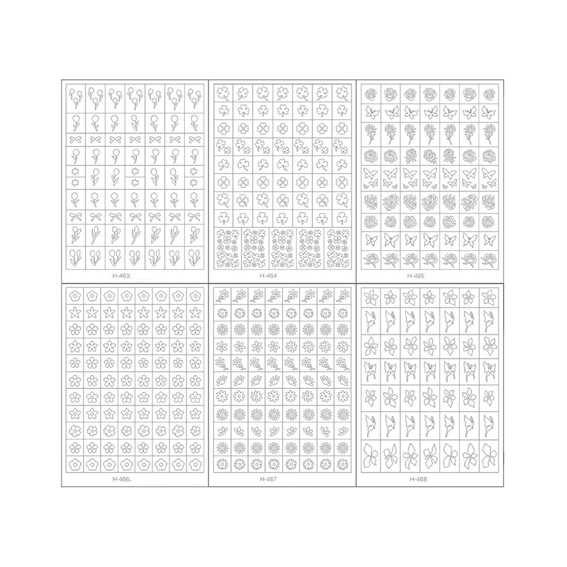 Floral Guide Stickers - Tulip Four Leaf Clover Five Petal Flower Daisy Rose Cute Classic Style Patterns Self-adhesive Reusable Gel Airbrush Nail Stencils Decals Templates Supplies Vinyl for beginners easy DIY Manicure