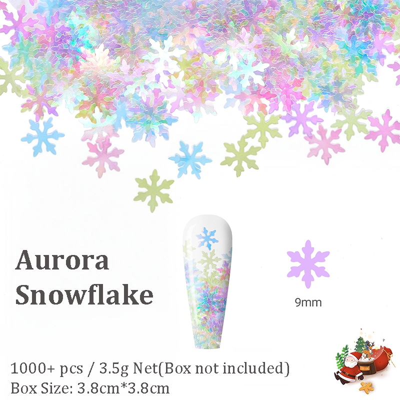 Christmas Sequins - 1 Box Thin  Multiple Patterns Christmas Tree Pentagram Cruciform Star Round 3D Holographic Colorful Nail Art Glitter Supplies for Nails DIY Decorations