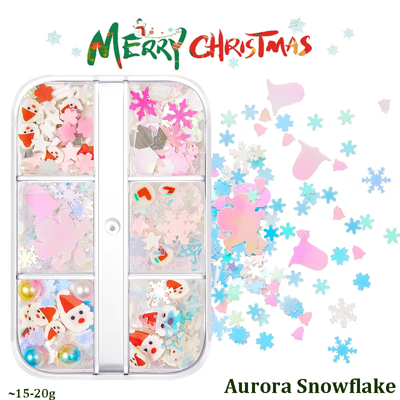 Christmas Clay + Sequins - Chunky Soft Polymer Clay Slices and Glitter Sequins Multiple Patterns Christmas Tree Pentagram Cruciform Star Triangle Round 3D Holographic Colorful Nail Art Glitter Supplies for Nails DIY Decorations