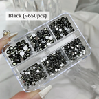 Rhinestones -  6-Grid Flatback Multiple Colorful Sizes Tiny Crystal Gemstones  for Beginner Professional Creative Eye-Catching Bedazzling Manicures